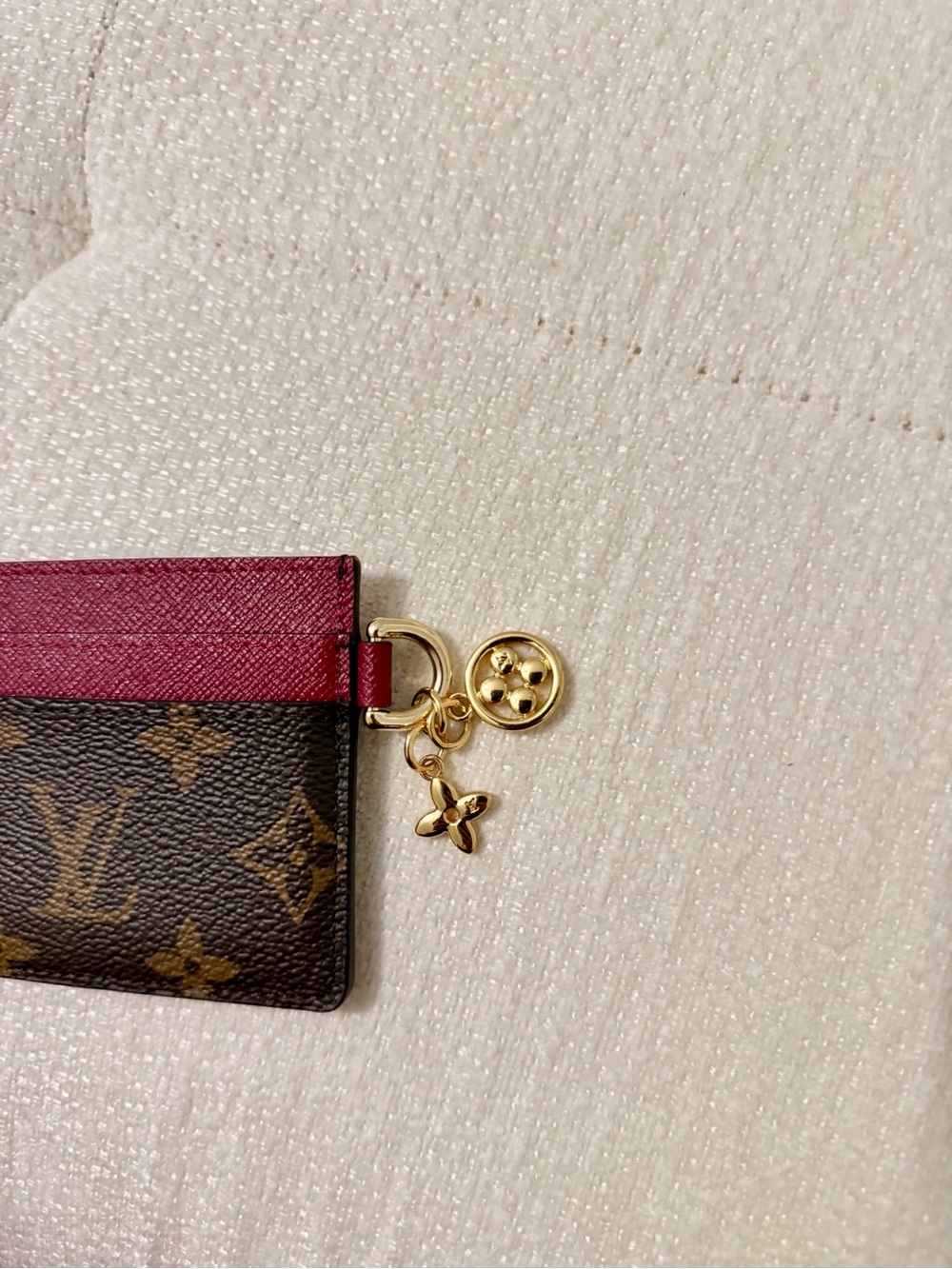Louis Vuitton Monogram Card Holder with Magenta Trim and Gold Charm - Picture 3 of 7